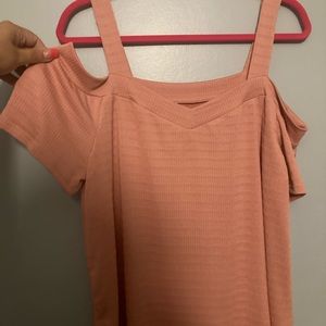 Pale pink shoulder cut out shirt